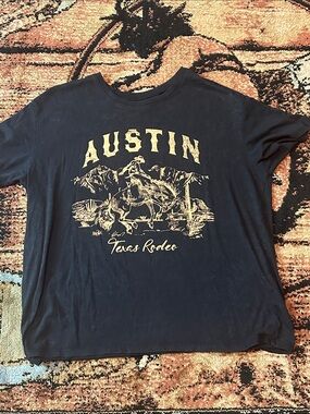 Austin Texas Rodeo Graphic Tee - Black with yellow Print